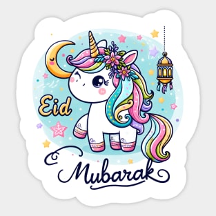 Eid Mubarak Unicorn for Kids Mom Girls Sticker